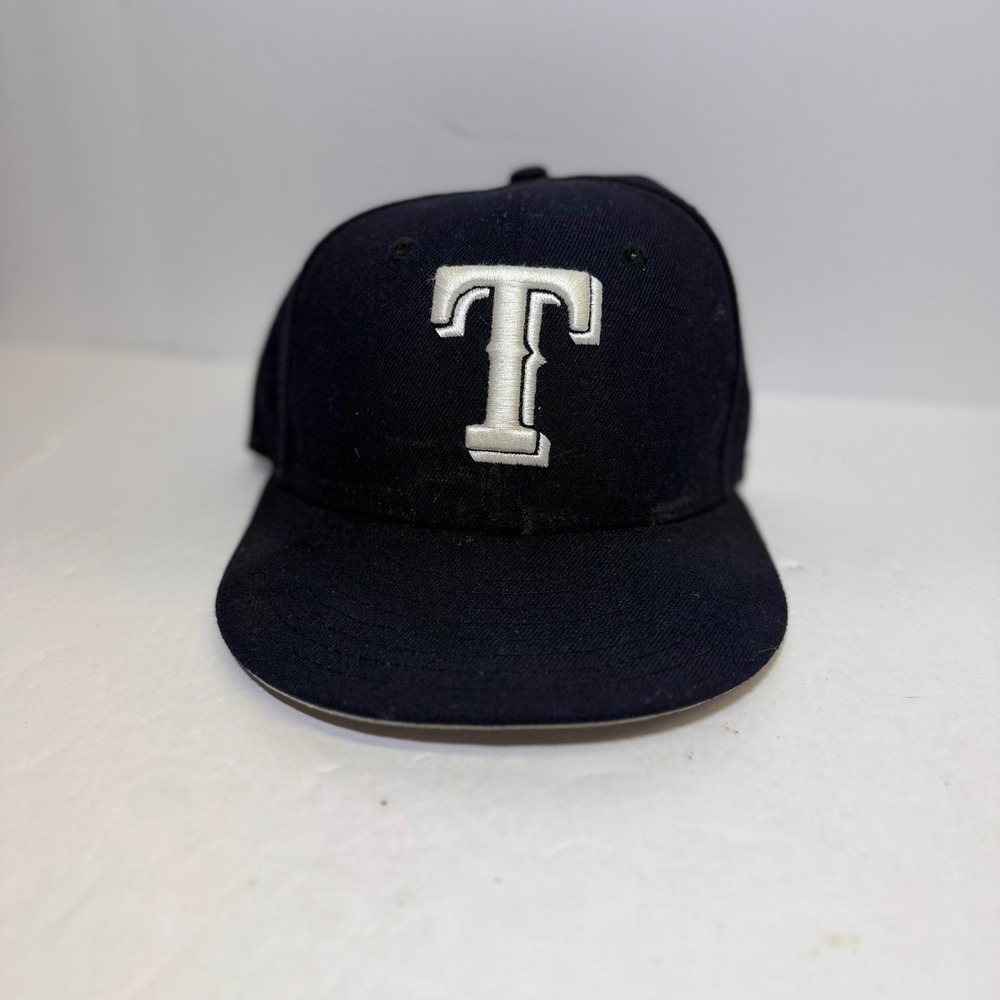 New Era 59FIFTY Texas Rangers Fitted Hat Navy Blue Size 6 7/8 MLB Baseball Cap